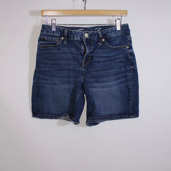 Seven 7 Denim Cotton Midi Shorts With Pocket Embroidery Size 4 - Picture 1 of 5